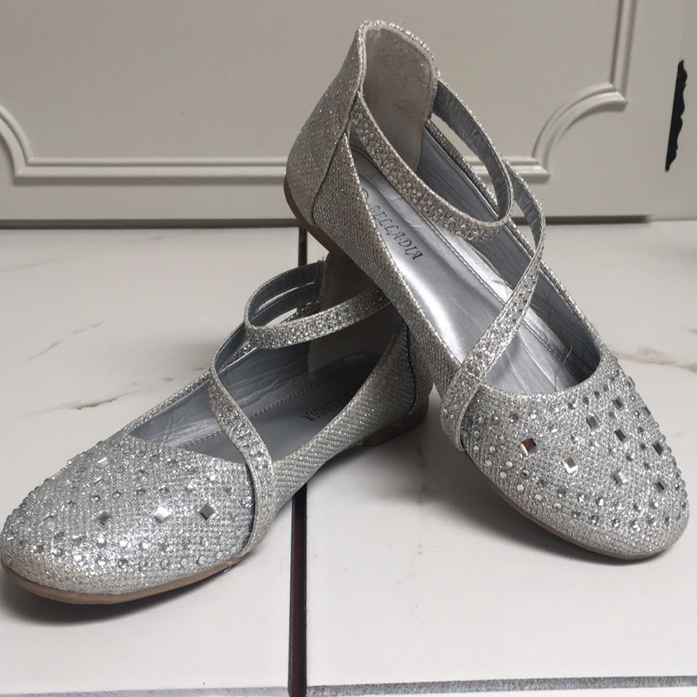 Belladia Silver Sparkly Ballet Flats